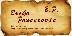 Boško Pančetović vizit kartica
